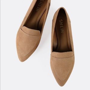 Vegan suede pointy toe flat loafer shoes